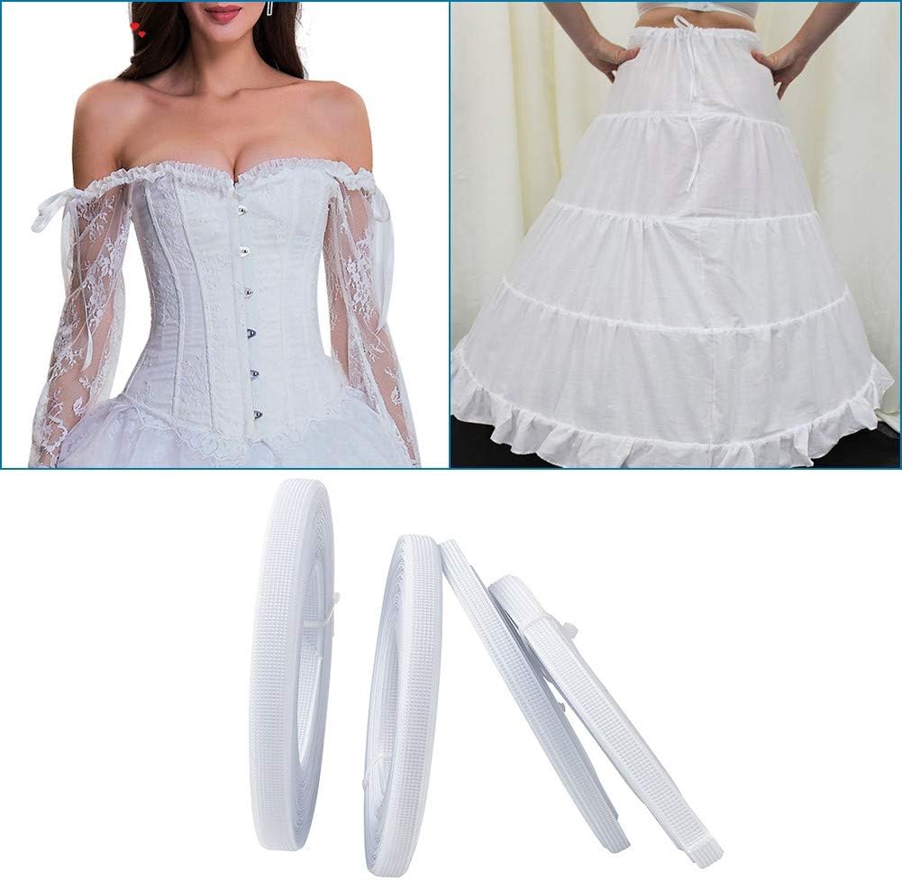 KISSITTY About 40 Yards White Polyester Boning 4 Sizes for Sewing Wedding Dress Fabric Clothing Bags Hats Garments DIY Sewing Supplies Accessories