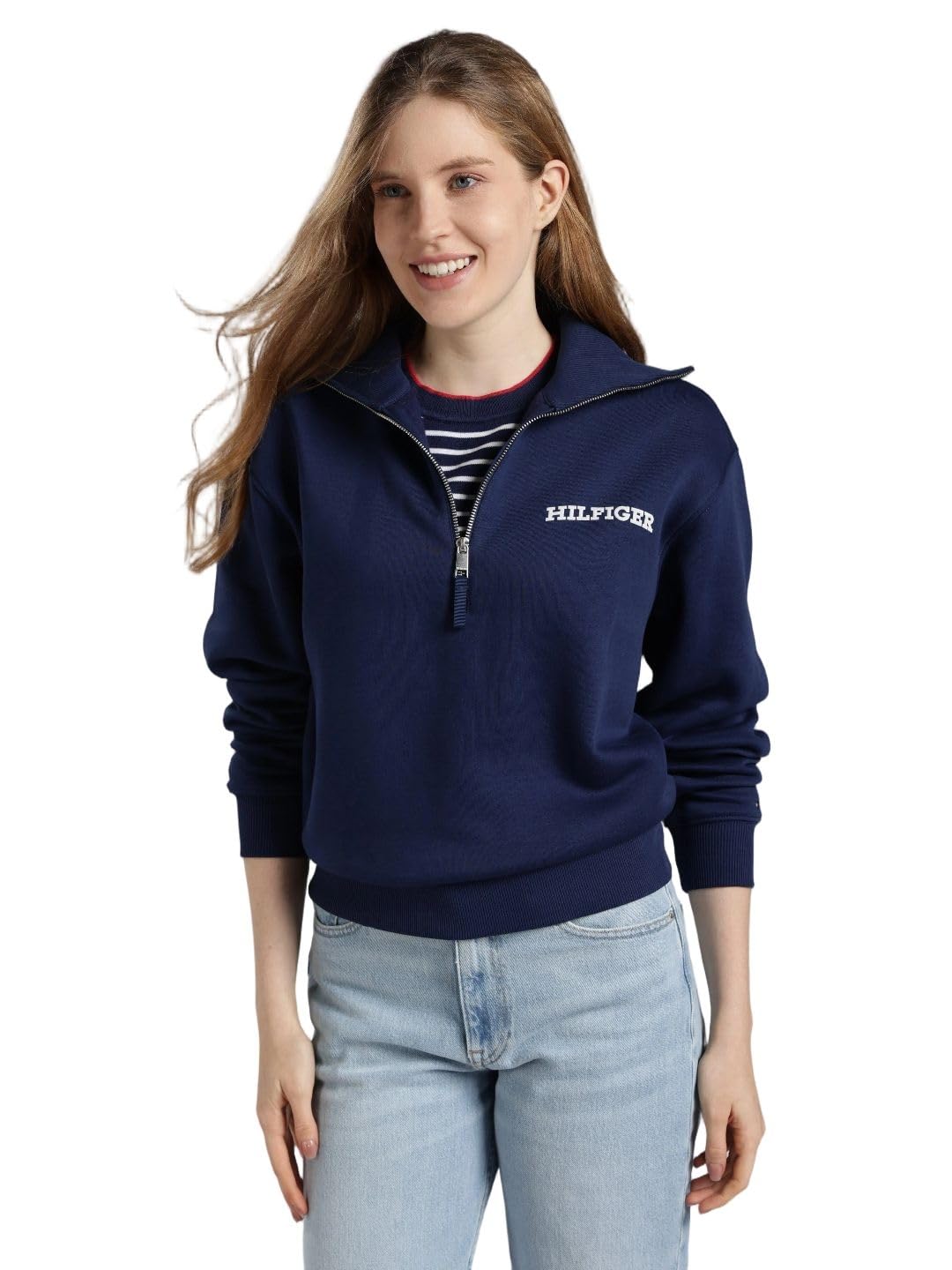 Regular fit Cotton Half-Zip Neck Sweatshirt-image-25
