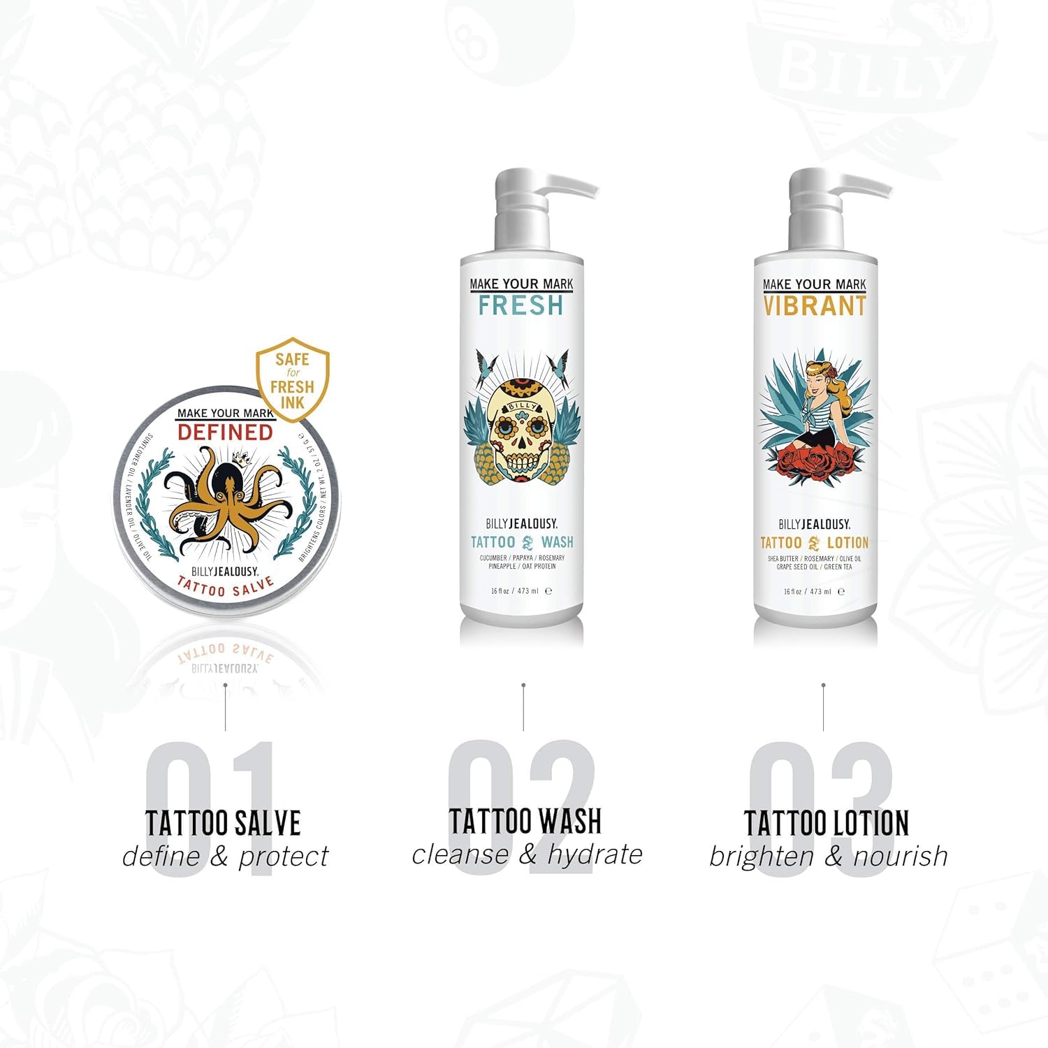 Billy Jealousy Make Your Mark Fresh Tattoo Wash, Cleansing and Hydrating Tattoo Aftercare Enriched With Cucumber and Rosemary
