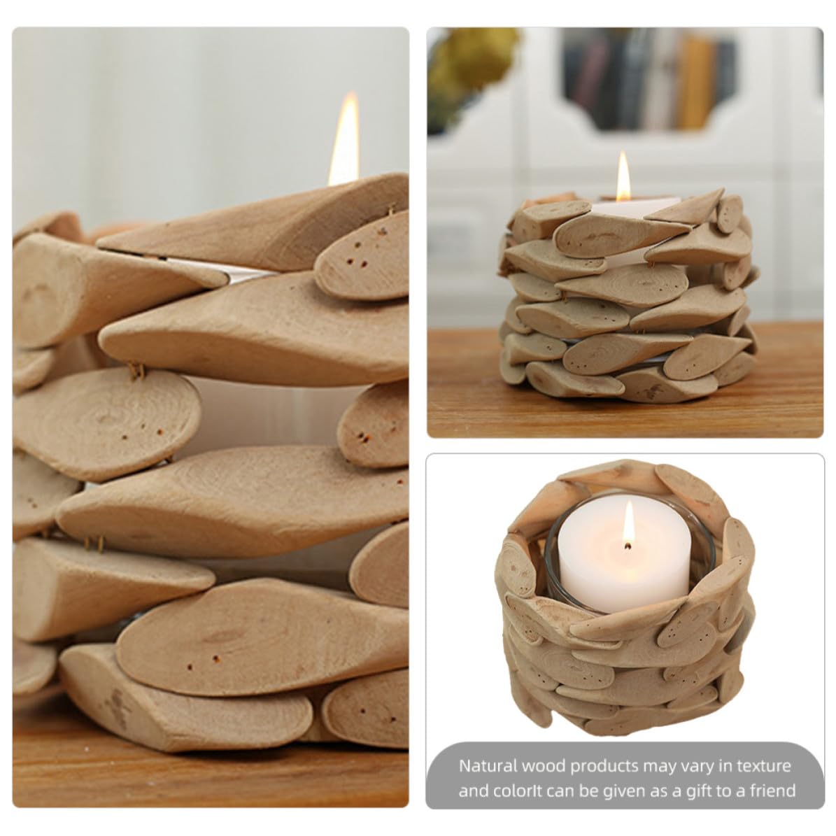 Portacandele Rotondo Decorativo in Legno Fatto per Matrimonio
