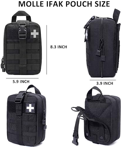 Miniatura 7 de Kit de Trauma Ifak, 74 Piezas de Suministros Tácticos de Primeros Auxilios Mejorados, Bolsa Molle Ifak Rip Away Suministros de Repuesto para