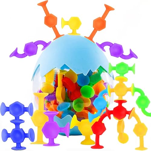 CreateView 50 juguetes de succión para niños, juguetes sensoriales para niños autistas, juguete de baño para niños pequeños Montessori de 8 colores,