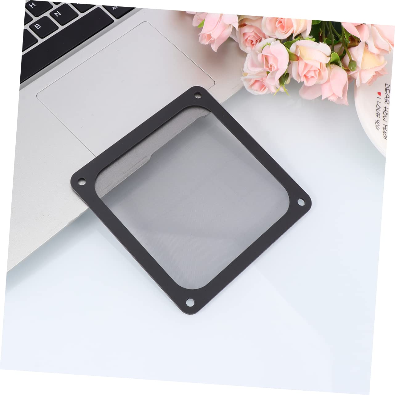 KONTONTY 4pcs Computer Cover for Case Fans Ultra-fine Mesh Black Material Protects Against Overheating and Reduces Noise for Home Computer Chassis and Electronics