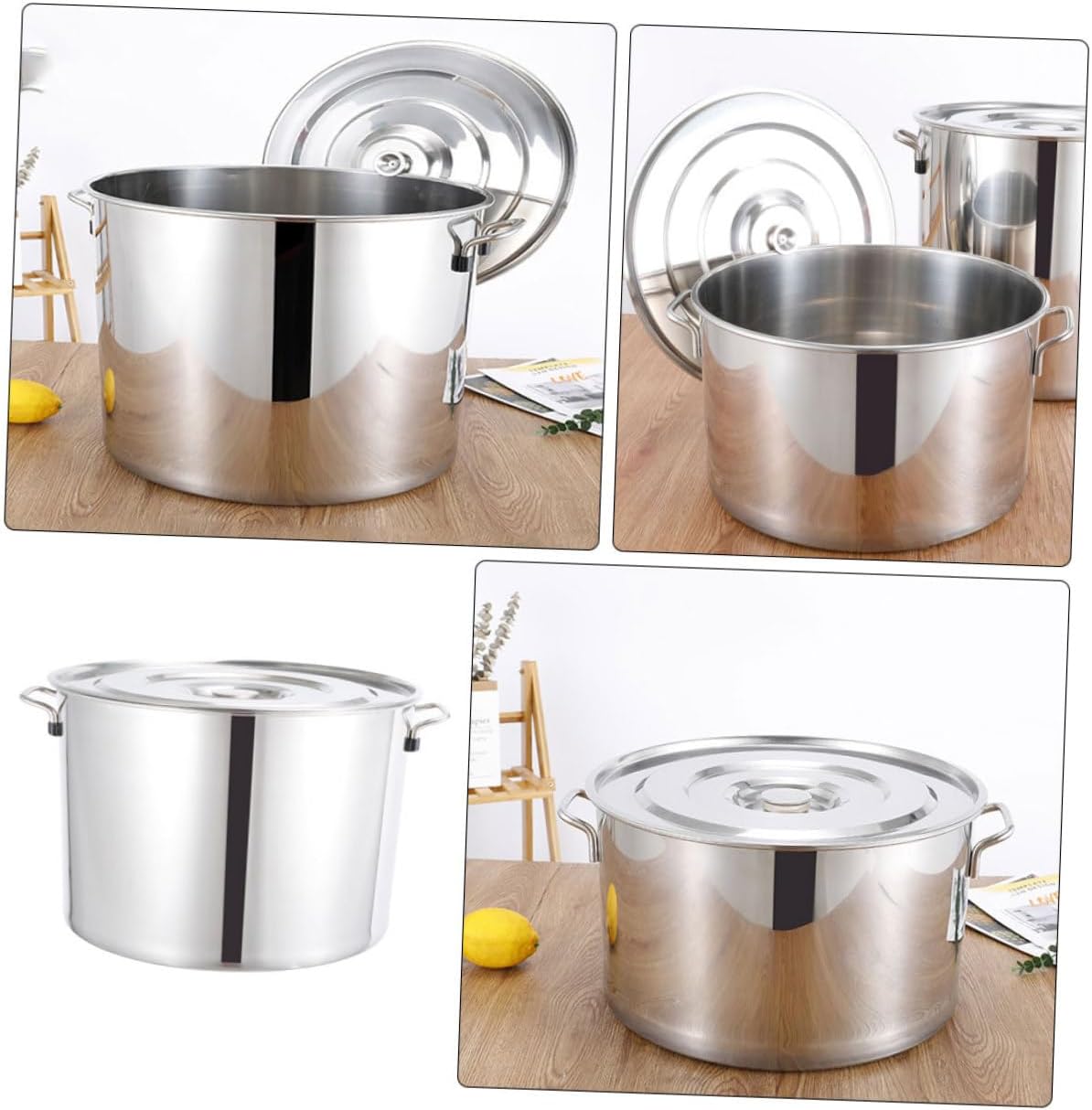 UPKOCH Stainless Steel Stockpot with Lid 25x25cm 2.0mm Thick Multipurpose Soup Pot Rustproof Large Capacity Kitchen Cooking Container for Dining Hall and Home Use