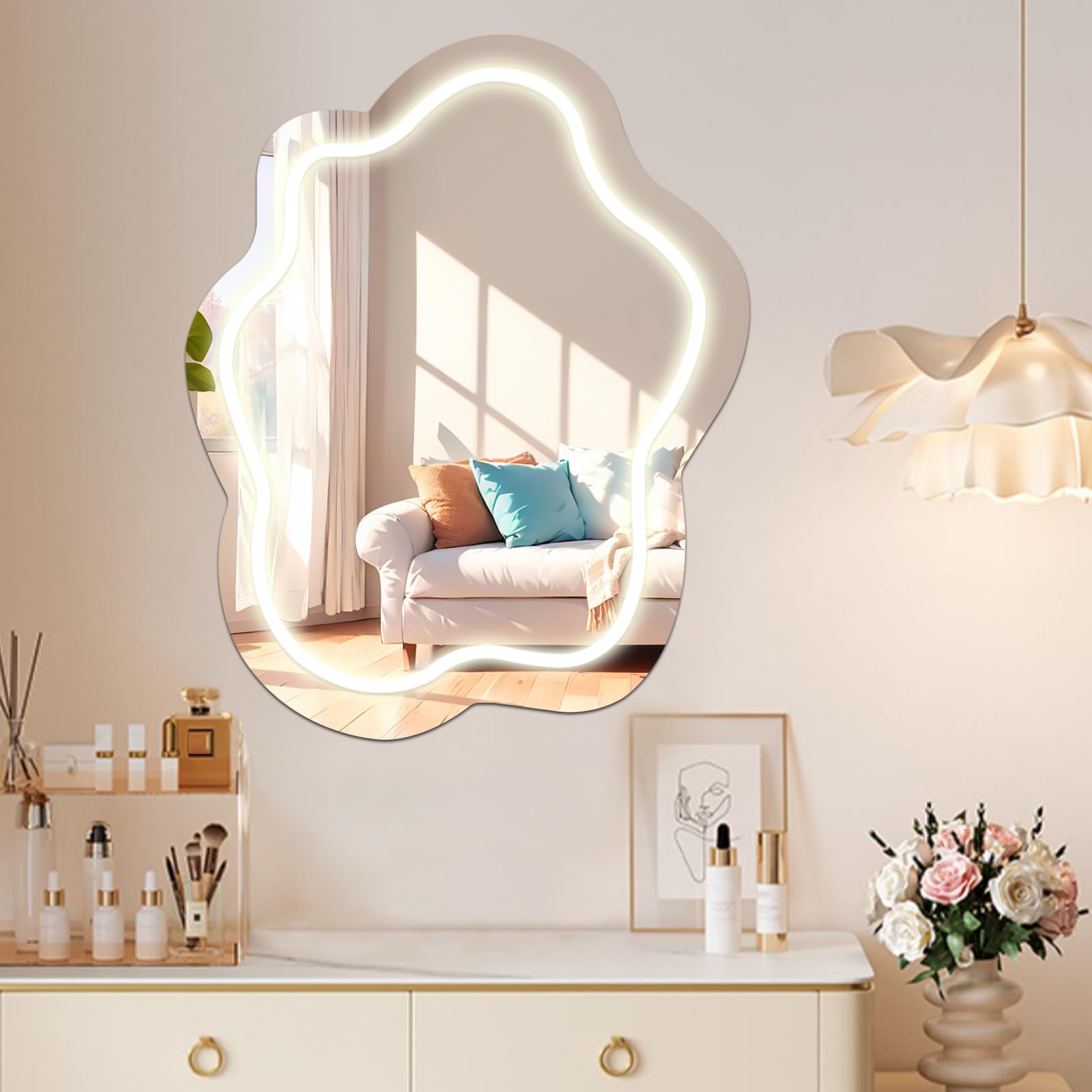 Amazon.com: Neonawall Irregular Mirror Neon Light Vanity Tables