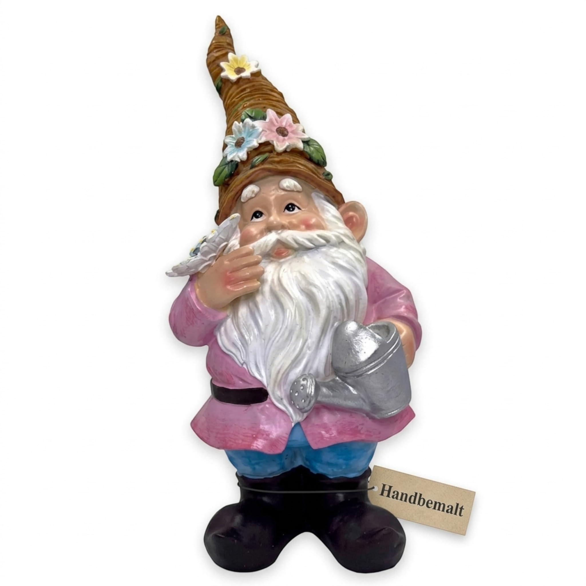 MIJOMA GNOME Dwarf - Nano da giardino, decorazione da giardino, gnomo, gnomo, decorazione per il giardino, decorazione per la casa, per il balcone (giacca rosa, 27 cm)