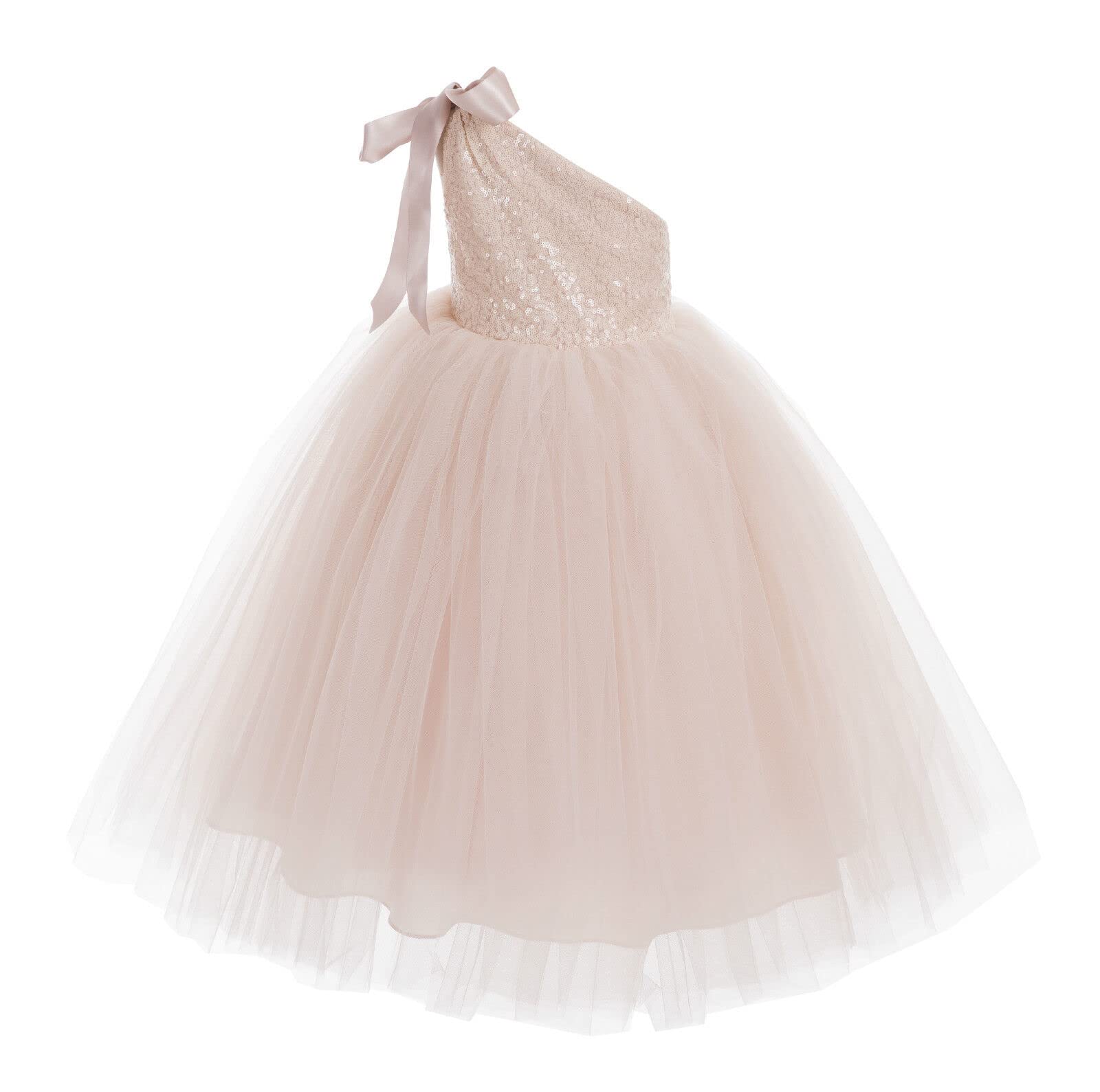 ekidsbridal One-Shoulder Sequin Tutu Junior Flower Girl Dresses Christening Dresses 182 8