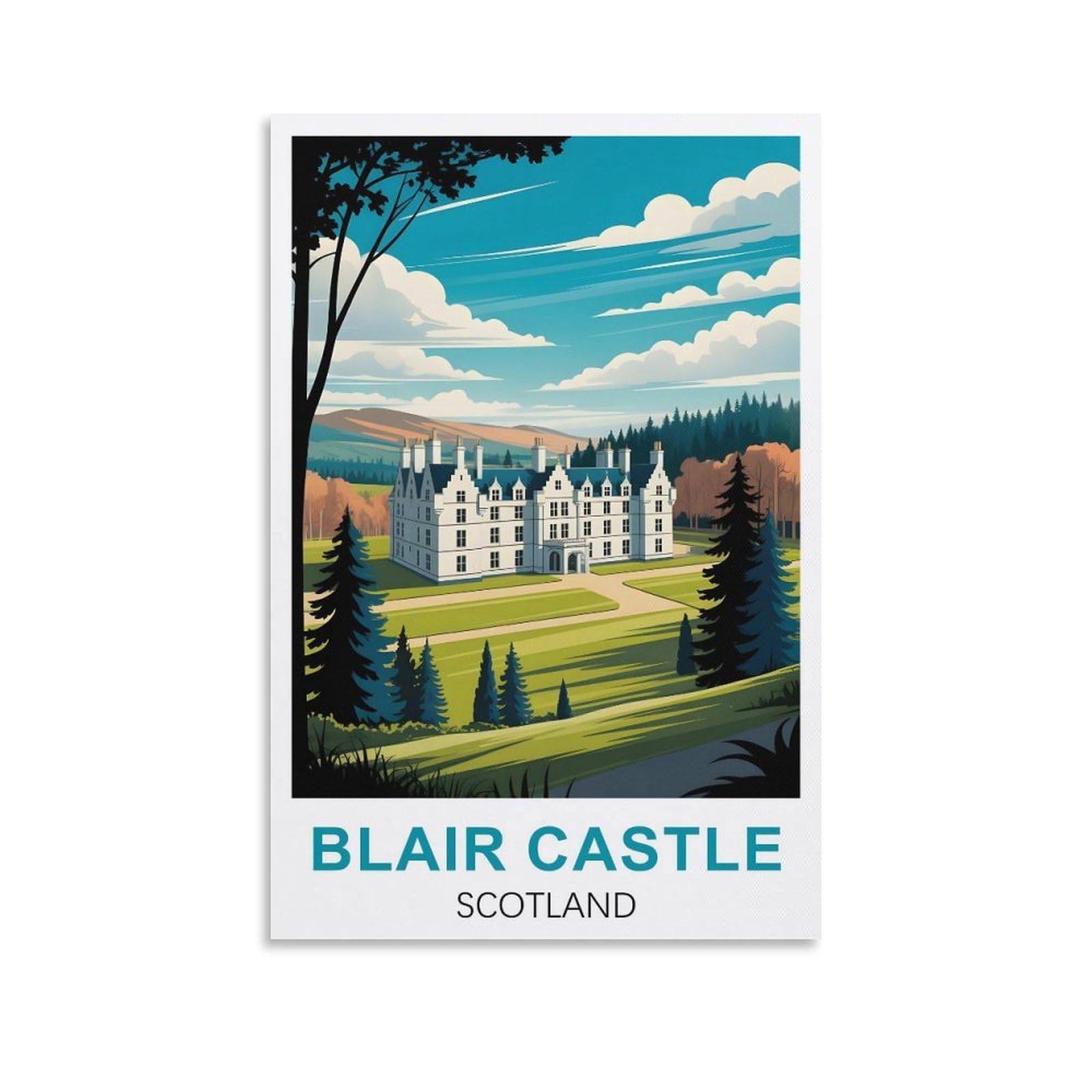 EZMLFA 5D Diamond Art Kits for Beginner,Blair Castle Scotland Kits for Adults and Kids, Full Drill Round Rhinestone Paint with Diamonds,DIY 5D Diamond Art 30x40cm
