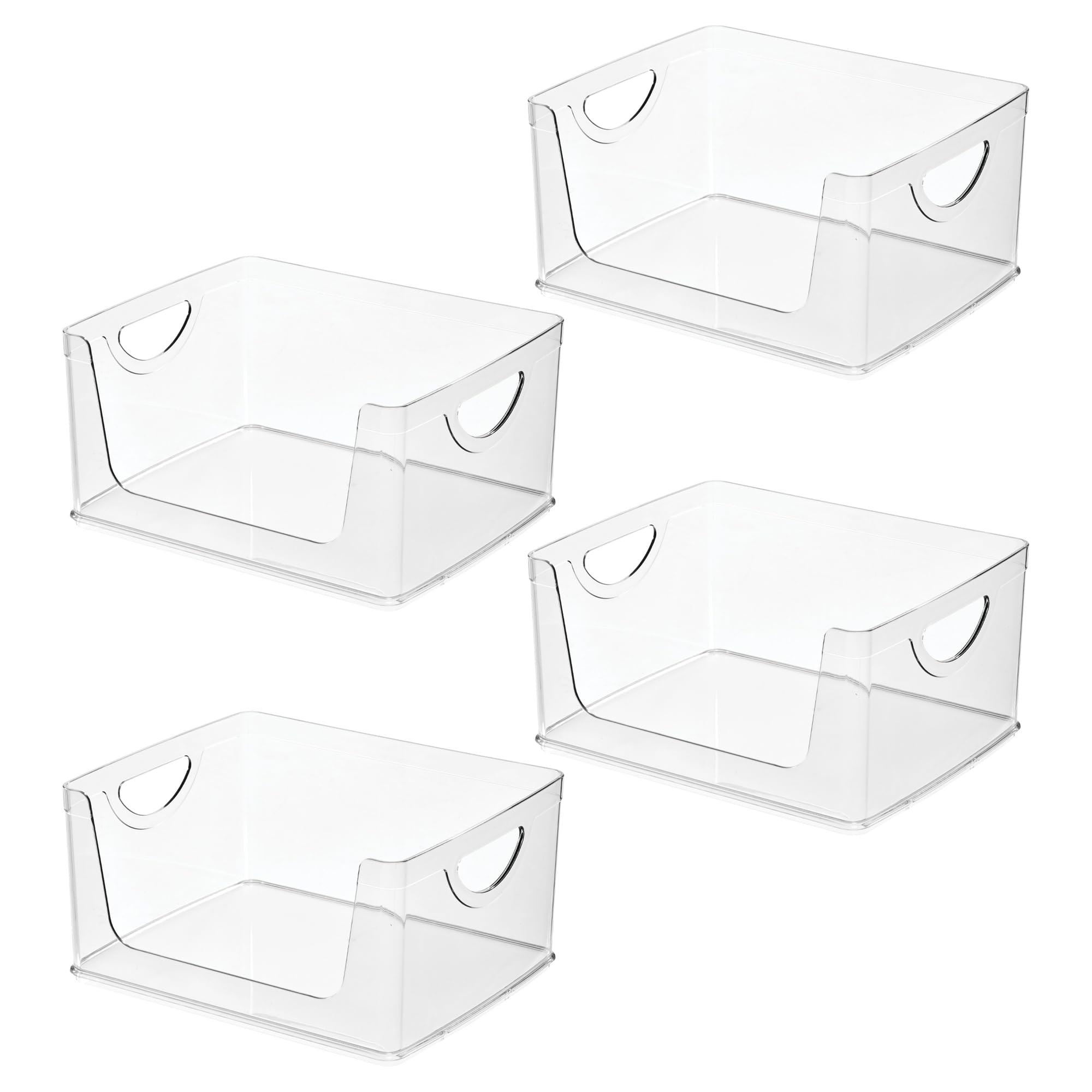 InterDesign iDesign - Contenedores apilables de almacenamiento con asas para cocina y despensa, juego de 4, transparentes