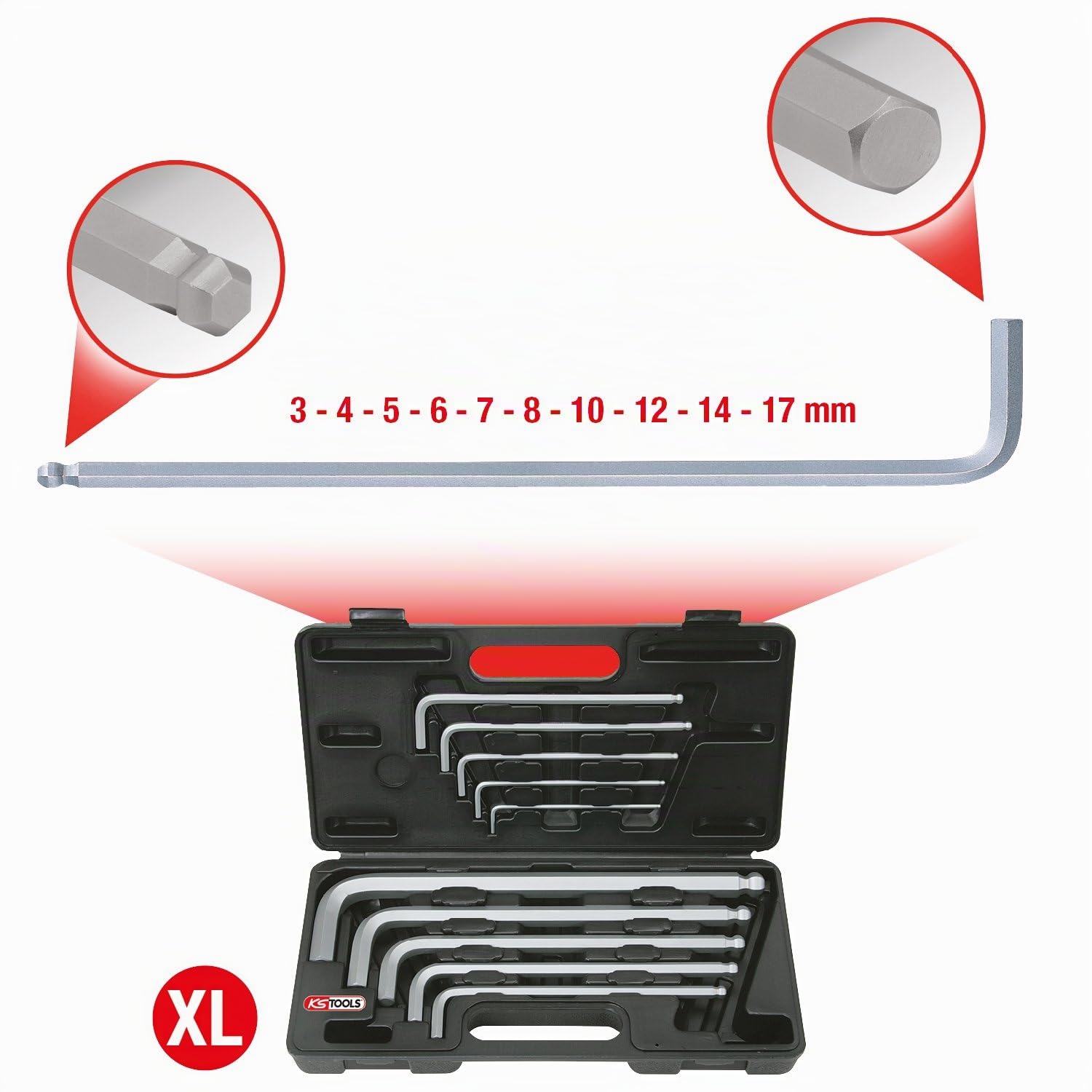 KS Tools 151.2150 Jeu de clé male 6 pans sphérique extra longue