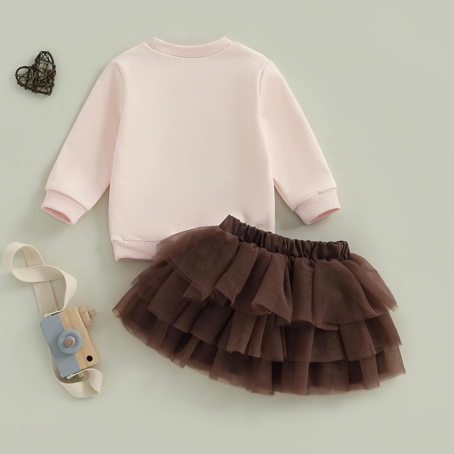 Toddler Baby Girl Thanksgiving Outfit Football Turkey Embroidery Sweatshirt Tulle Layered Skirt 2Pcs Clothes Set - Image 6