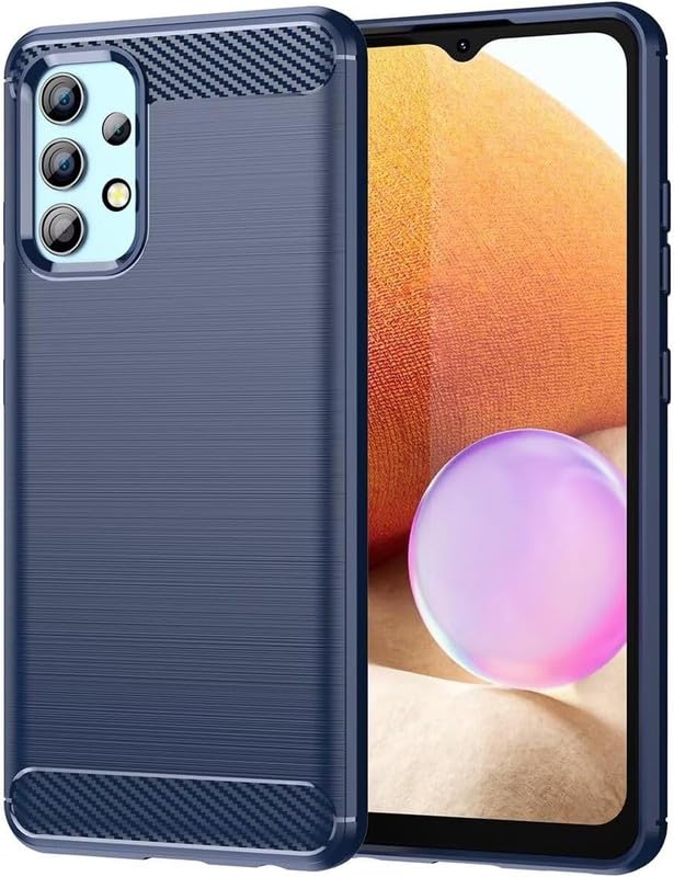 Image of NPRC Hybrid Ultra Slim Protective Case TPU Non-Slip Carbon Fiber Texture Shockproof Case Cover for Samsung Galaxy M32 5g - Blue