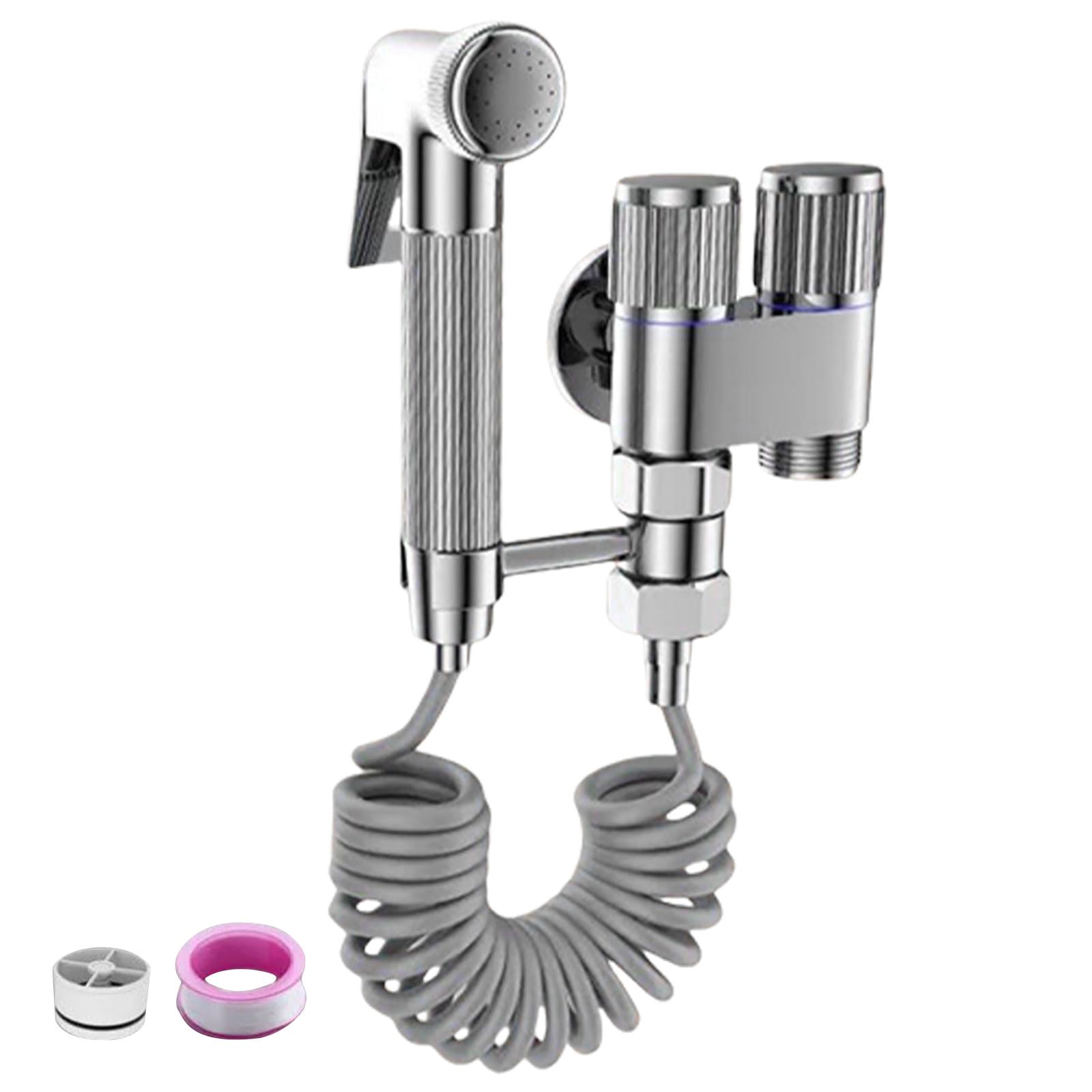Set di spruzzatori multifunzione per bidet portatili per WC, valvole di controllo doppie e pistola a spruzzo igienica per bagno facile da installare, per uso familiare