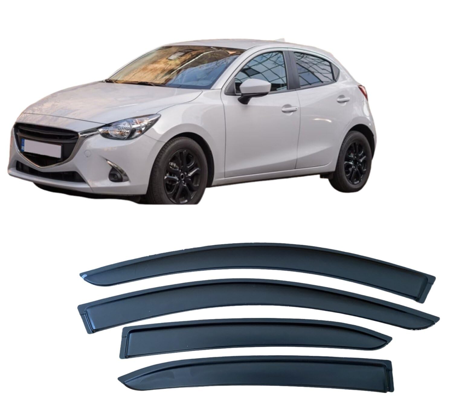 nwsplmy Wind Deflectors for Mazda 2Demio 2014-2021 HATCHBACK, Rain Guards Window Visors, 4-Piece, Protects Against Fading & Cracks
