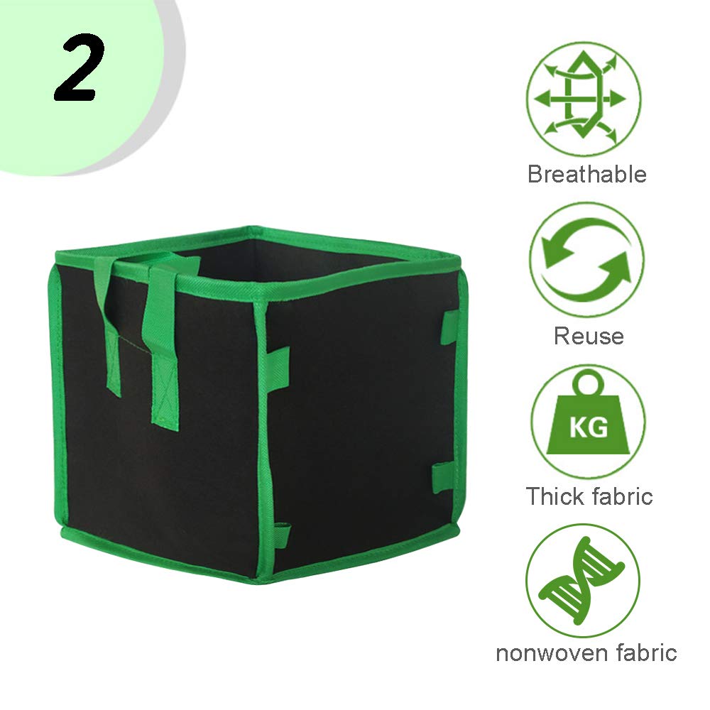 5 Piezas Bolsa de Cultivo Cuadrada, Bolsa de Cultivo de Plantas, Saco Tierra Jardin, Saco de Patatas, Patatas de Siembra Bolsa, Jardineras Exterior Balcon Tomatera Orquidea Interior con Asas(10Galone)