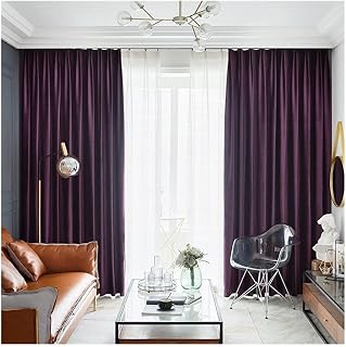Blackout Velvet Curtains Thermal Insulated Super Soft Curtain Drapes Noise Reducing Window Curtains with Hooks for Bedroom Living Room 2 Pieces (Color : Beige Size : 3x2.7Mx2) (Purple 3x2.7Mx2)