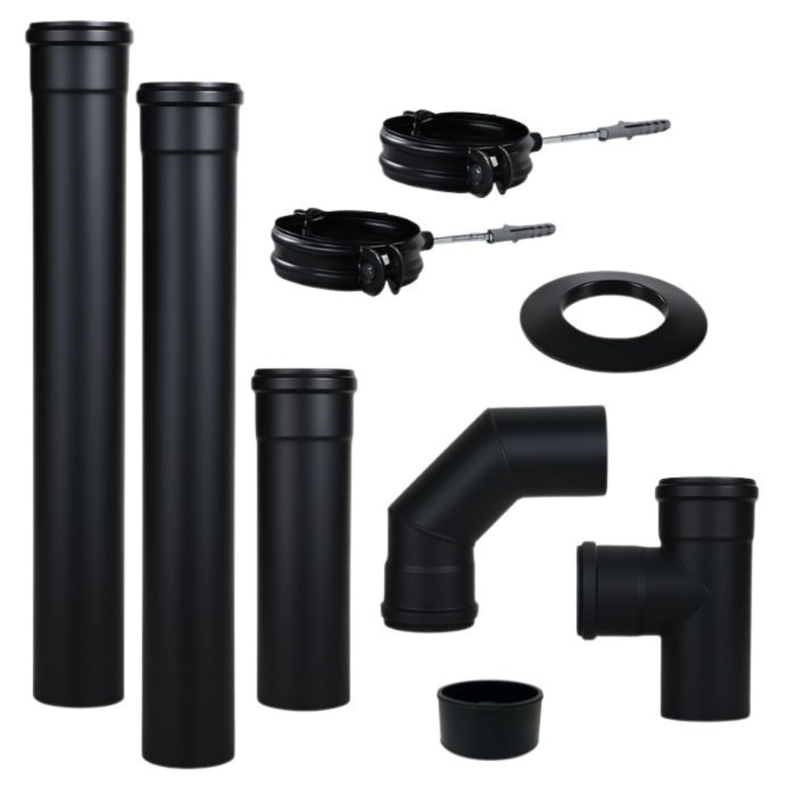 San Marco Kit tubi per stufe a pellet in acciaio pesante nero vernciato diametro 80 mm per scarico fumi