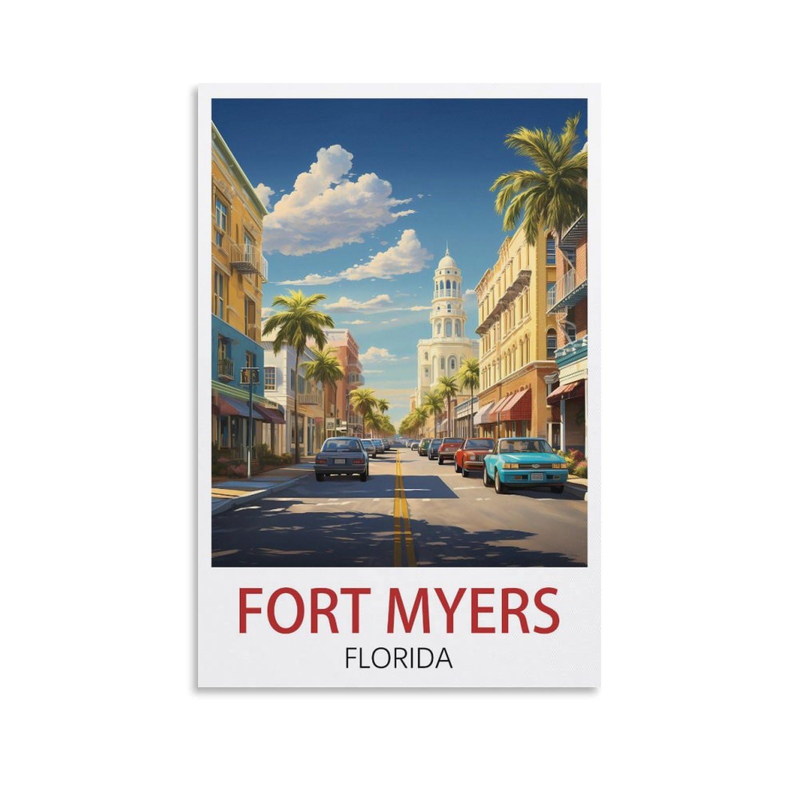 Tin Signs Retro Wall Art Decorative Plaque Decor for Home Livingroom Bedroom Cafes Coffee Bars Decoration Gifts Fort Myers Florida Posters 15x30cm
