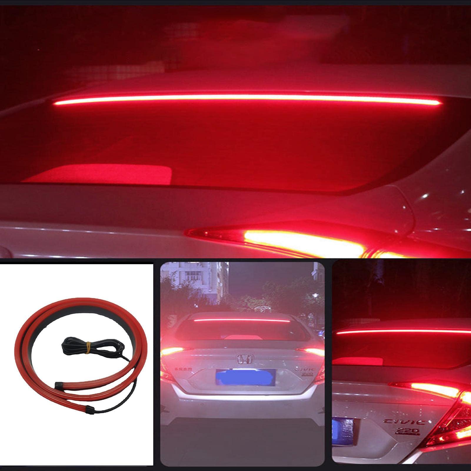 Coche LED tercera freno - Tira luces freno posición alta trasera universal Lámpara LED advertencia seña- Lámpara trasera LED 3.er freno para coche, camión