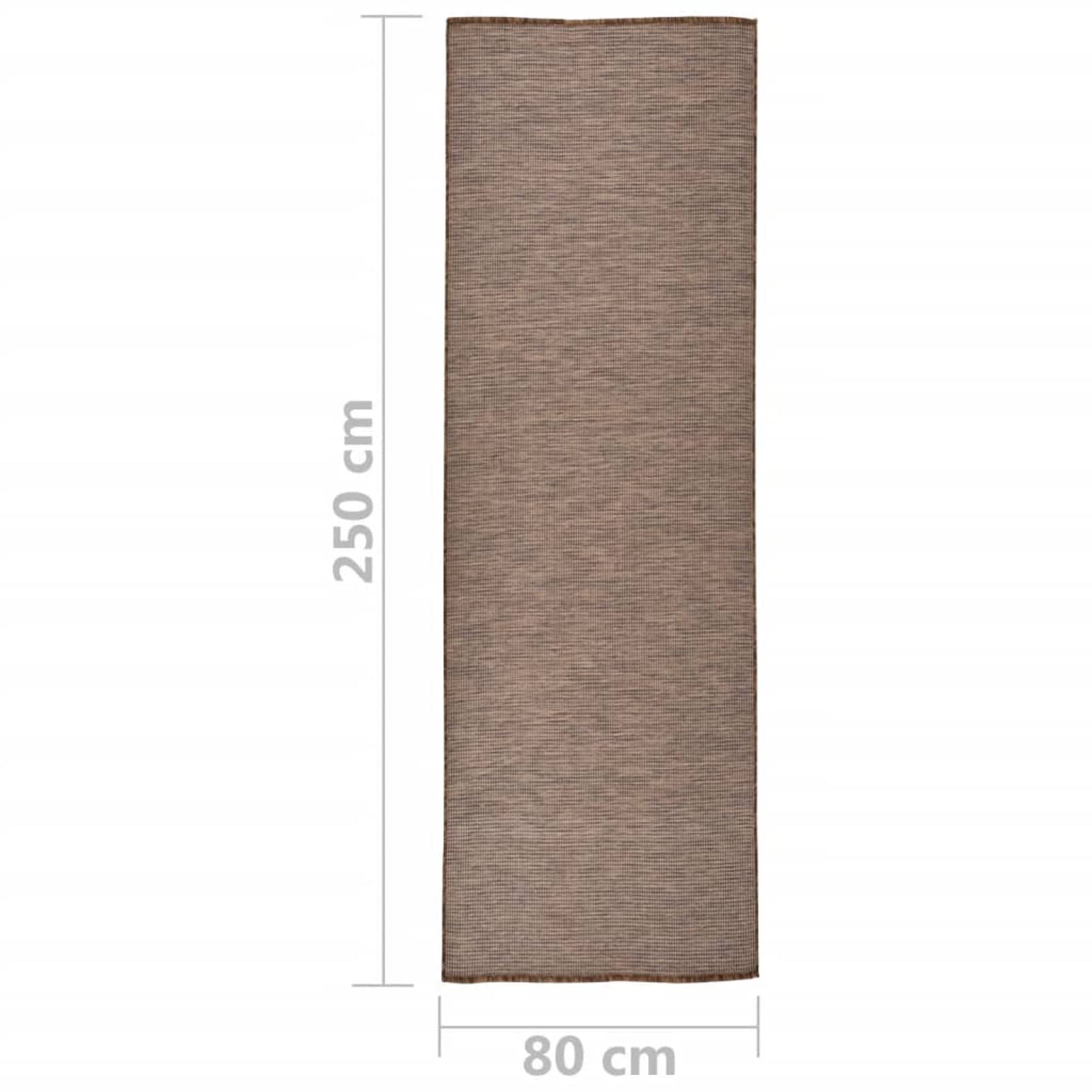 Dywan zewnętrzny z płaskim splotem 80 x 250 cm brązowy, zmywalny dywanik zewnętrzny, odporny na warunki atmosferyczne i promieniowanie UV, do balkonu, tarasu-340786