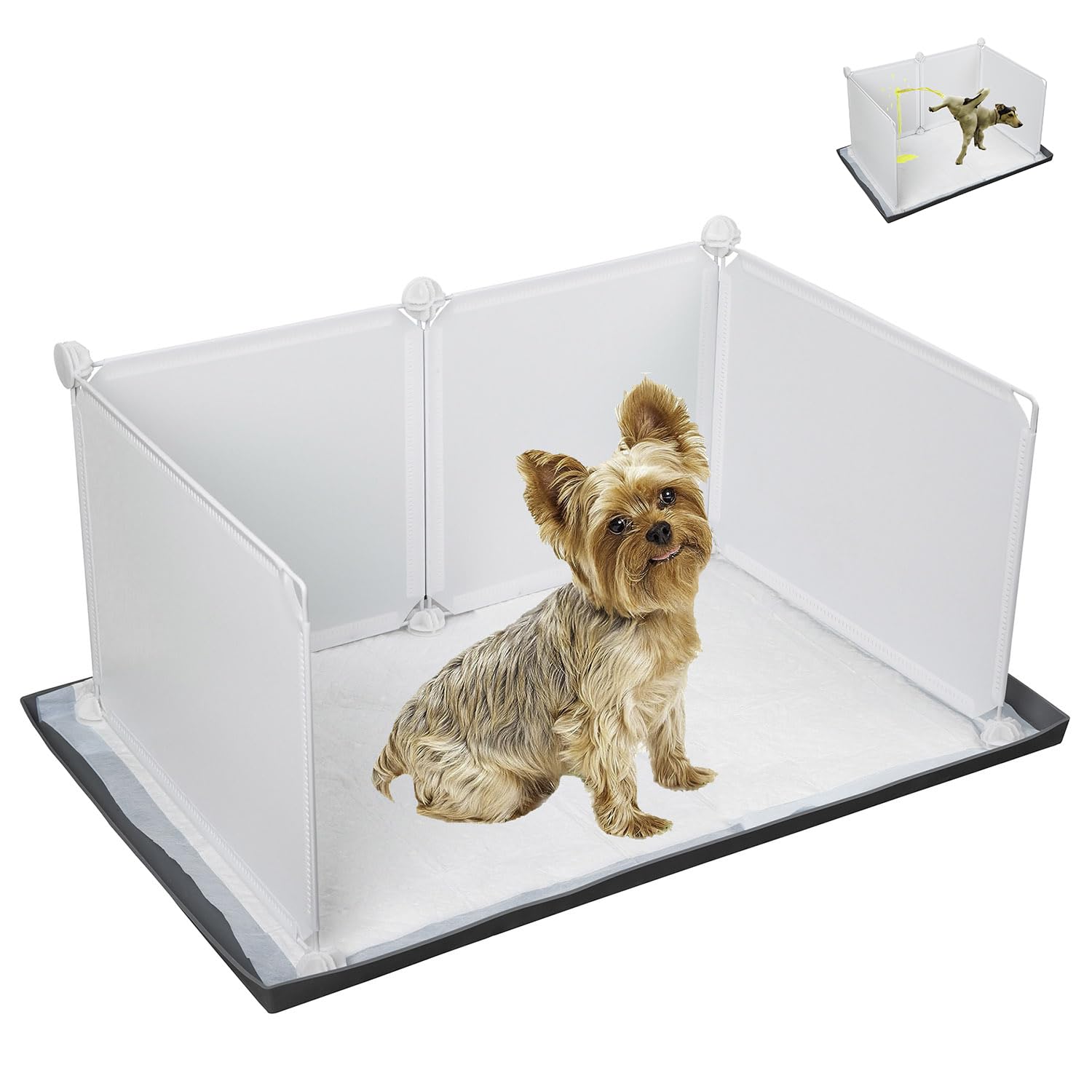 Caja de arena con paredes altas, orinal interior para perros pequeños y medianos, bandeja para almohadillas de orina sin derrames, para la mayoría de almohadillas de entrenamiento, fácil de limpiar