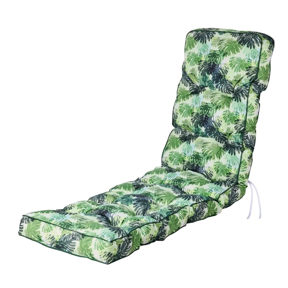 Alfresia Sun Lounger Replacement Cushion – Garden Sun Lounger Cushion, Classic Style, Tightly Packed Crumb Foam Filling, Use Chairs and Outdoor Furniture (Green Palm)