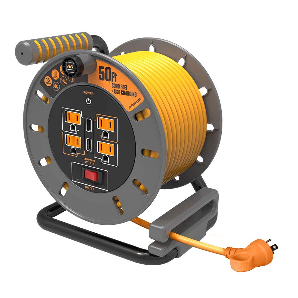 Buy Masterplug Power At Work Four Power Outlets, Open Cord Reel with ...