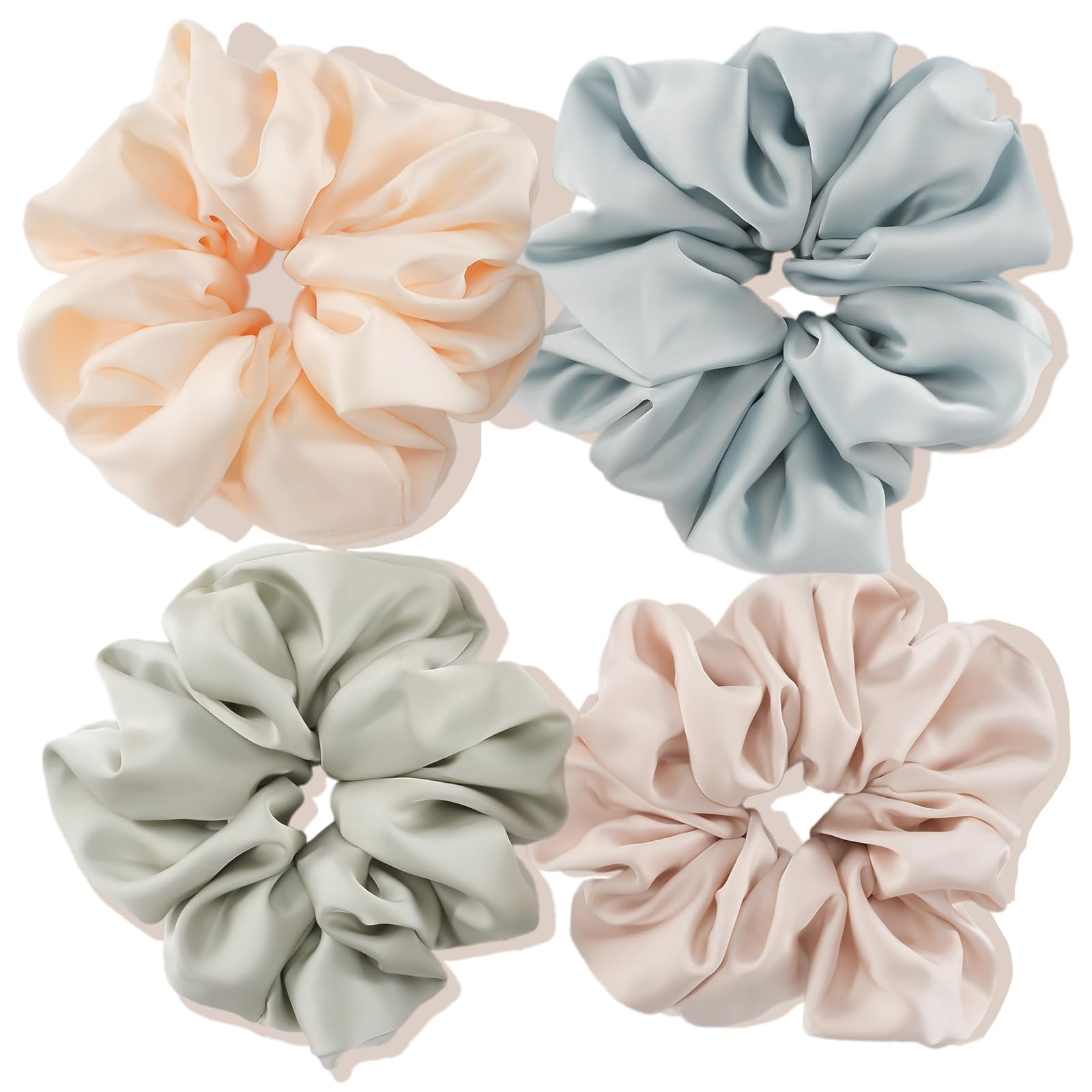 Lolalet Big Scrunchies for Women 5.9 Inch Large Satin Scrunchies Jumbo Oversized Elastic Hair Ties Extra Large Giant Hair Bands -4 Pack