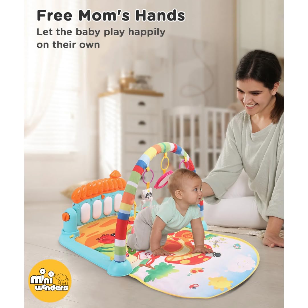 Mini Wonders Baby Gym Play Mat with Hanging Toys | Tummy Time Activity Gym for Newborns | Soft Mat with Rattles & Mirror | Sensory Development Toy 0-12 Months 4