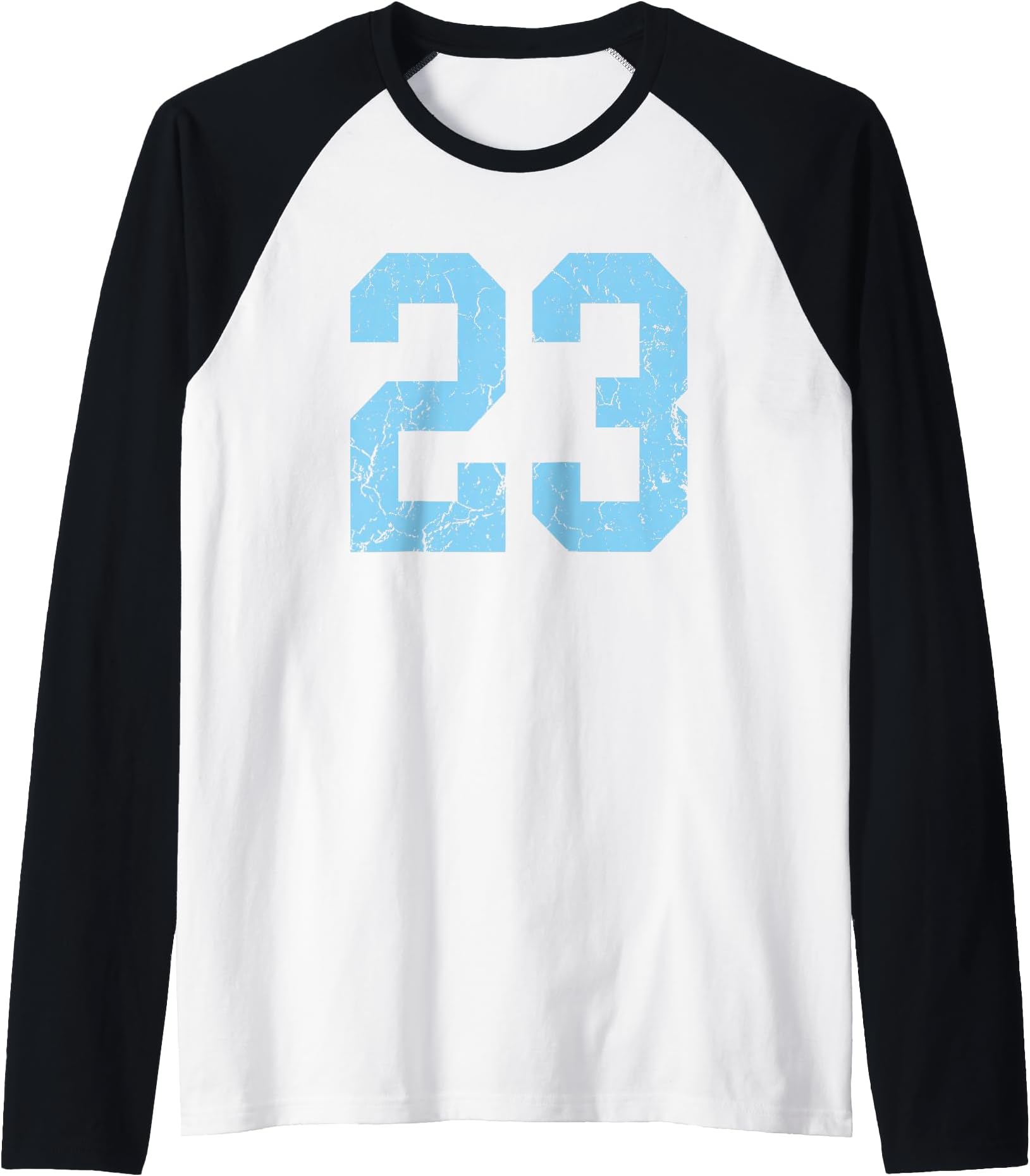Distressed Baby Blue Number 23 Jersey Player Uniform #23 Raglan Baseball Tee