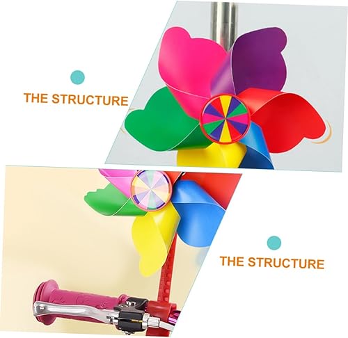 Miniatura 5 de Toddmomy 4 juegos de molino de viento de bicicleta para niños, serpentinas para manillar de bicicleta para niños, molinete de bicicleta, adornos de