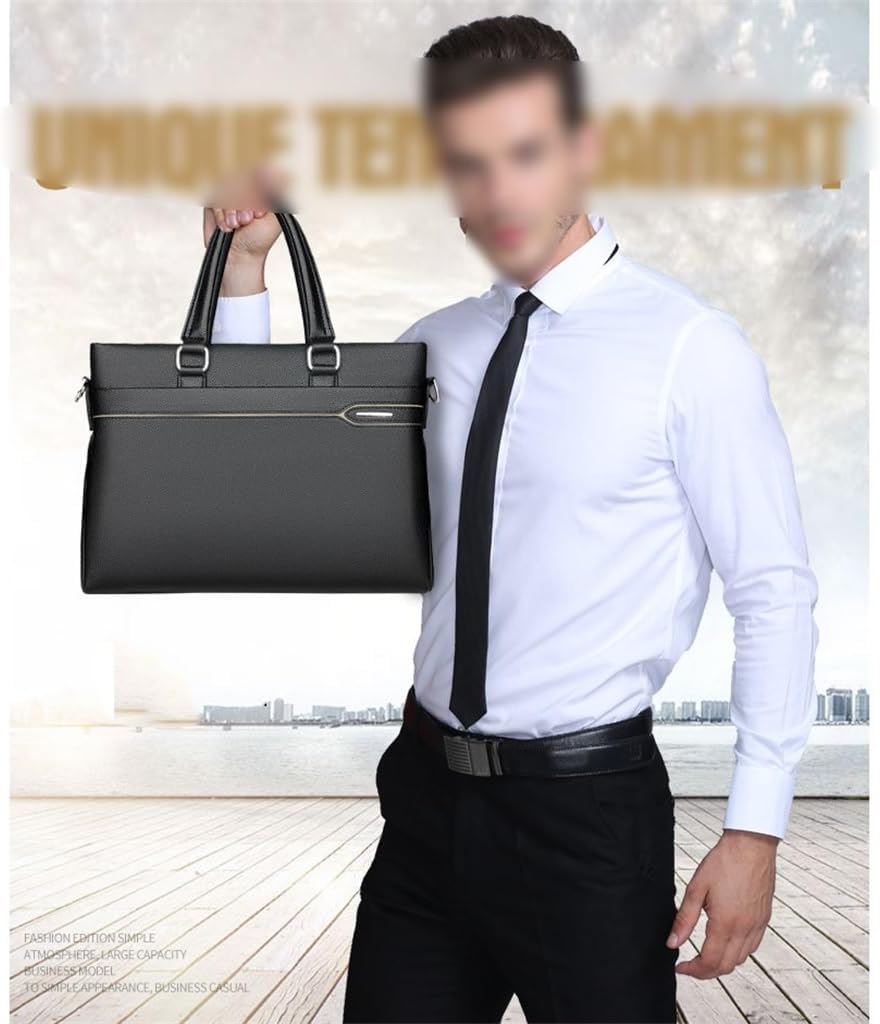 Men's Handbag Soft Leather Large Capacity Leisure Business Ones Shoulder Cross-slung Briefcase