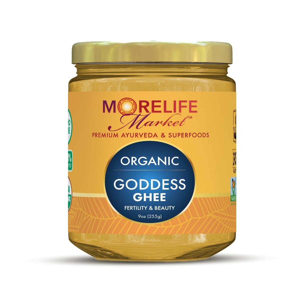 MoreLife Market Organic Goddess Ghee with Shatavari | Ayurvedic Clarified Butter for Vitality, Hormone Support & Digestion | 100% Grass-Fed Ayurvedic Superfood Lactose-Free Ghee – 9oz