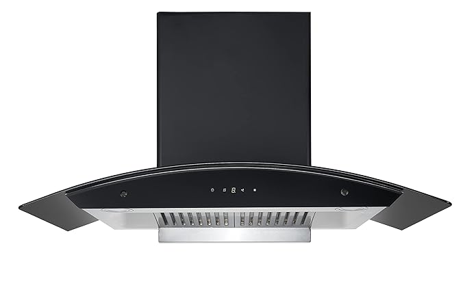 Carysil Sam 90 cm 1000 m3/hr Heat Auto Clean Kitchen Chimney - Digital Display | Touch control | Angle filter system | Black body/black Glass | Oil Collector