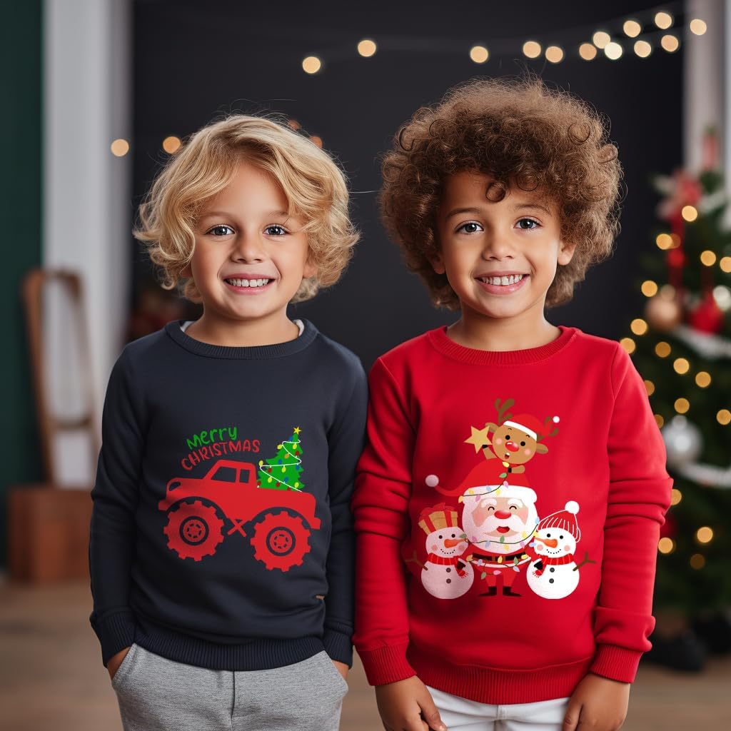 Boys Girls Christmas Sweatshirt Long Sleeve Kids Xmas Toddler Tops Santa Elk Dinosaur Pullover for 3-8T - Image 4