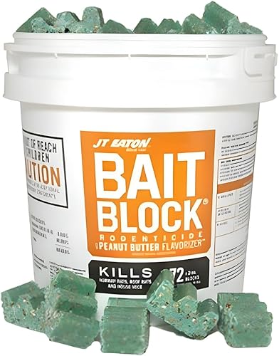JT Eaton Bait Block Rodenticida Anticoagulante Bait, cubo de 144, bloques de 1 oz, veneno para ratas y roedores