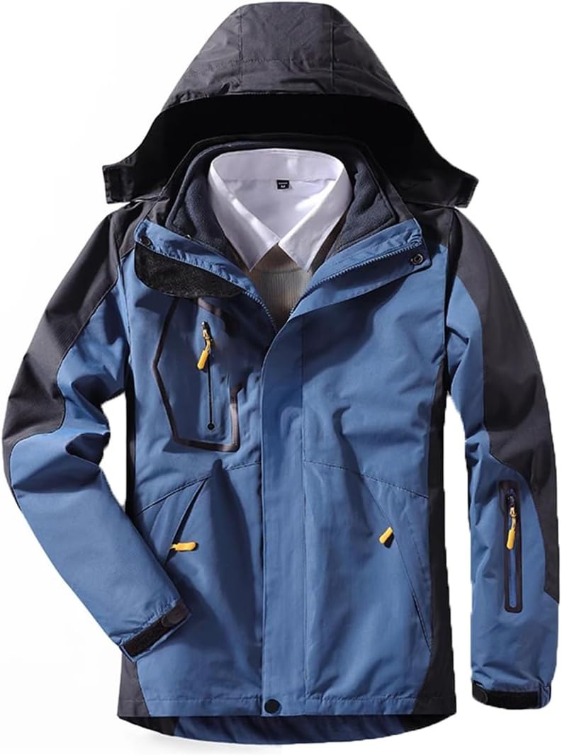 Men's Outdoor Sports Camping 3-In-1 Hardshell Detachable Two-Piece Mountaineering Jacket