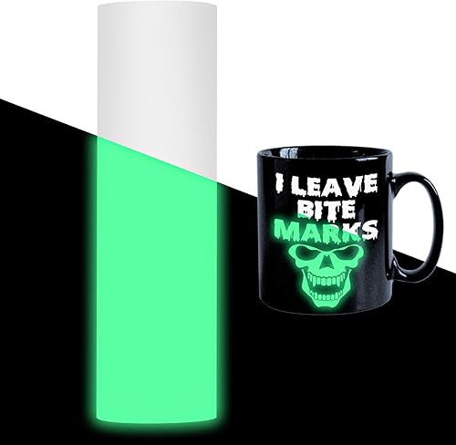 VINYL FROG Rollo de vinilo adhesivo que brilla en la oscuridad, 12 pulgadas x 6 pies, vinilo blanco fluorescente luminoso para proyectos de