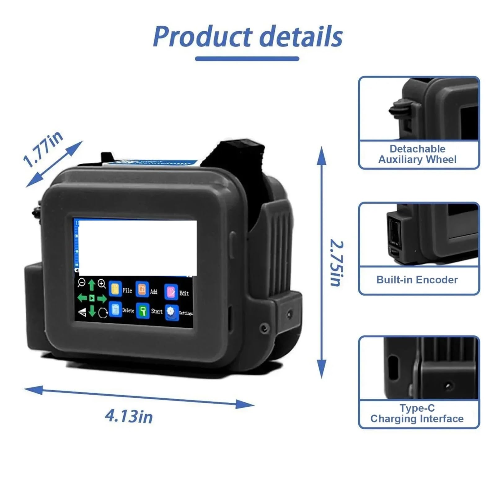 Stampante a Getto d'inchiostro Portatile da 12,7 mm for Etichette con codice a Barre QR, Numero di, Data e con Inchiostro ad Asciugatura Rapida(with 1 Ink)