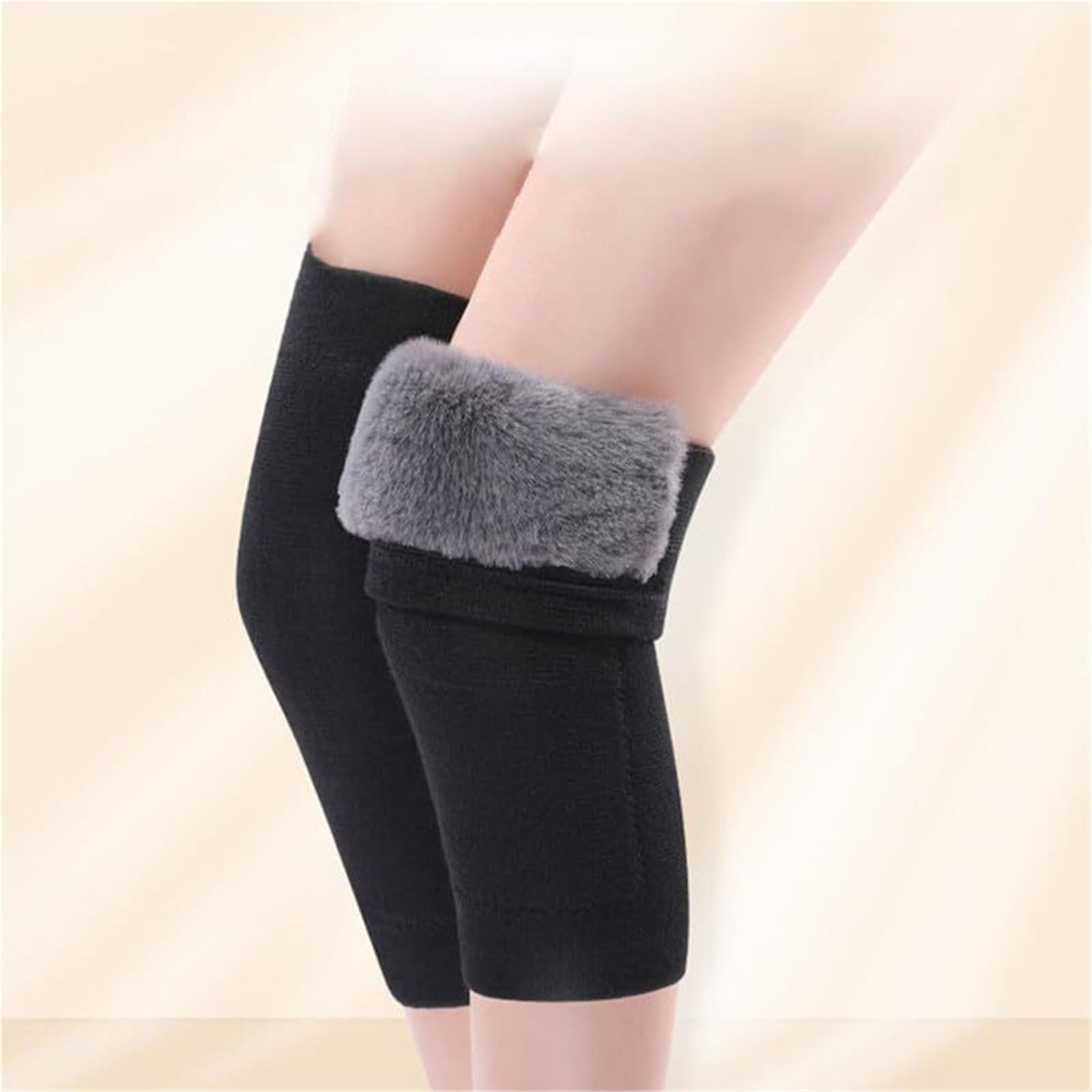 Ginocchiera Sport di Forza Ginocchiere con Gambe Calde E Imbottitura in Peluche Adatte for Gli Sport all'Aria Aperta Supporto al Ginocchio(Black,XXL)