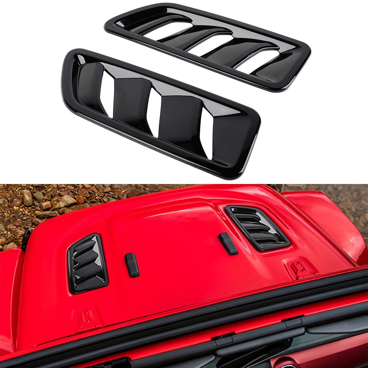 JUNLELICar Hood Air Vents Grille Trim for Jeep Wrangler JL Rubicon 2018 2019 2020 2021 2022 Hood Scoop, Bonnet Vent Hood Air Intake Cover Exterior Accessories 2PCS
