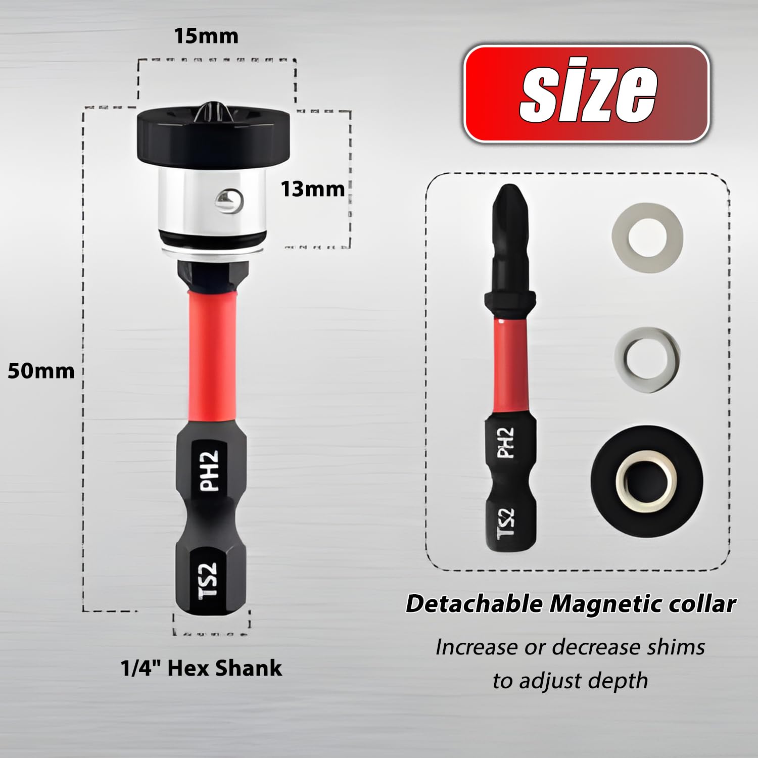 VOBOR 5 Piezas Punta Pladur Magnético PH2 con Tope de Profundidad, Portapuntas 1/4" para Atornilladores Inalámbricos y Taladros Manuales