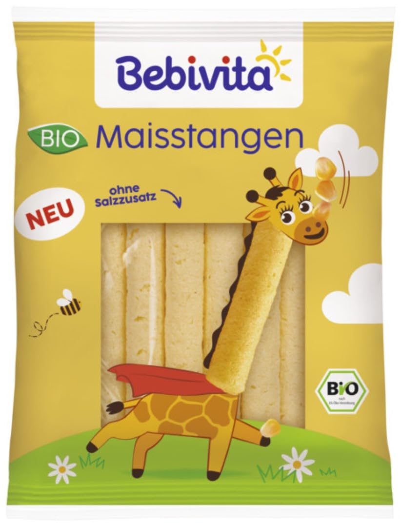 Bebivita BIO Maisstangen (9 x 40g), ohne Salzzusatz, ohne Zuckerzusatz, glutenfrei, ideal für zwischendurch & unterwegs