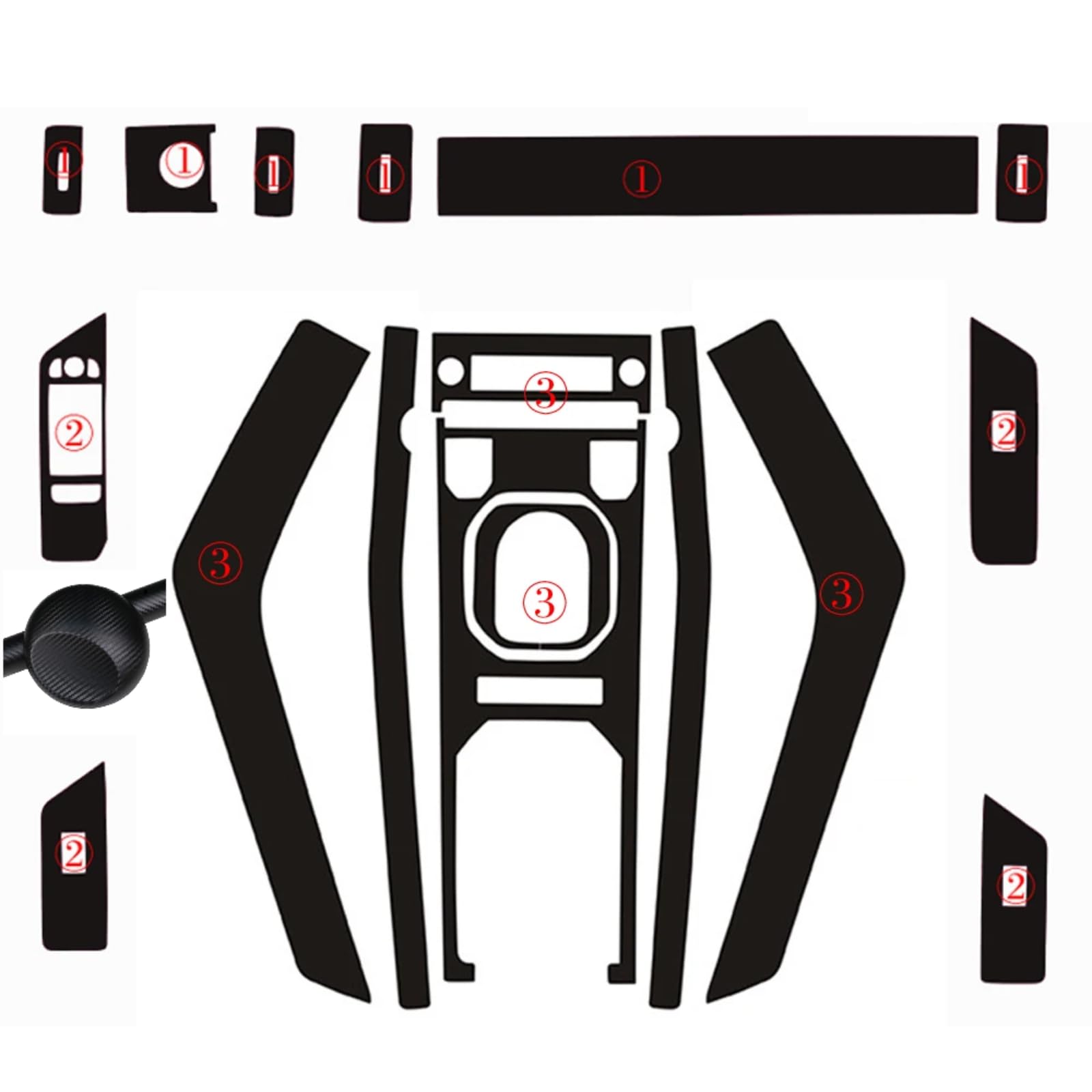 Autocollants carbone Range Rover Evoque protection anti-rayure console centrale - 4