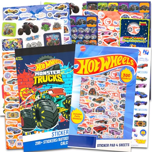 Hot Wheels Stickers Pad Set - Bundle with Over 500 Racecar Stickers for Kids Toddlers Children | Hot Wheels Party Favors and Decorations
