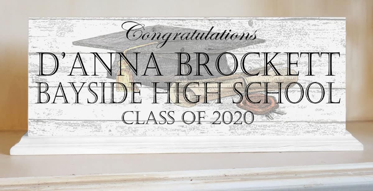 Graduation Gift Plaque PERSONALIZED For Mantel or Shelf High School, College Or University - SOLID WOOD 16.5in x 6in