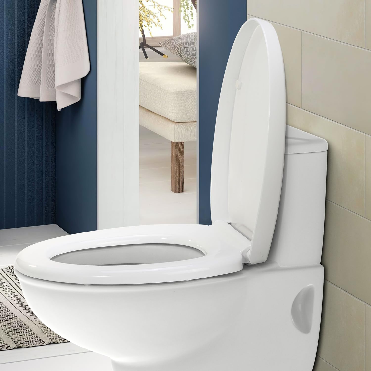 Vinsani Oval Shaped Toilet Seat, Soft Close Toilet Seat, Fix Adjustable Hinges - Image 3