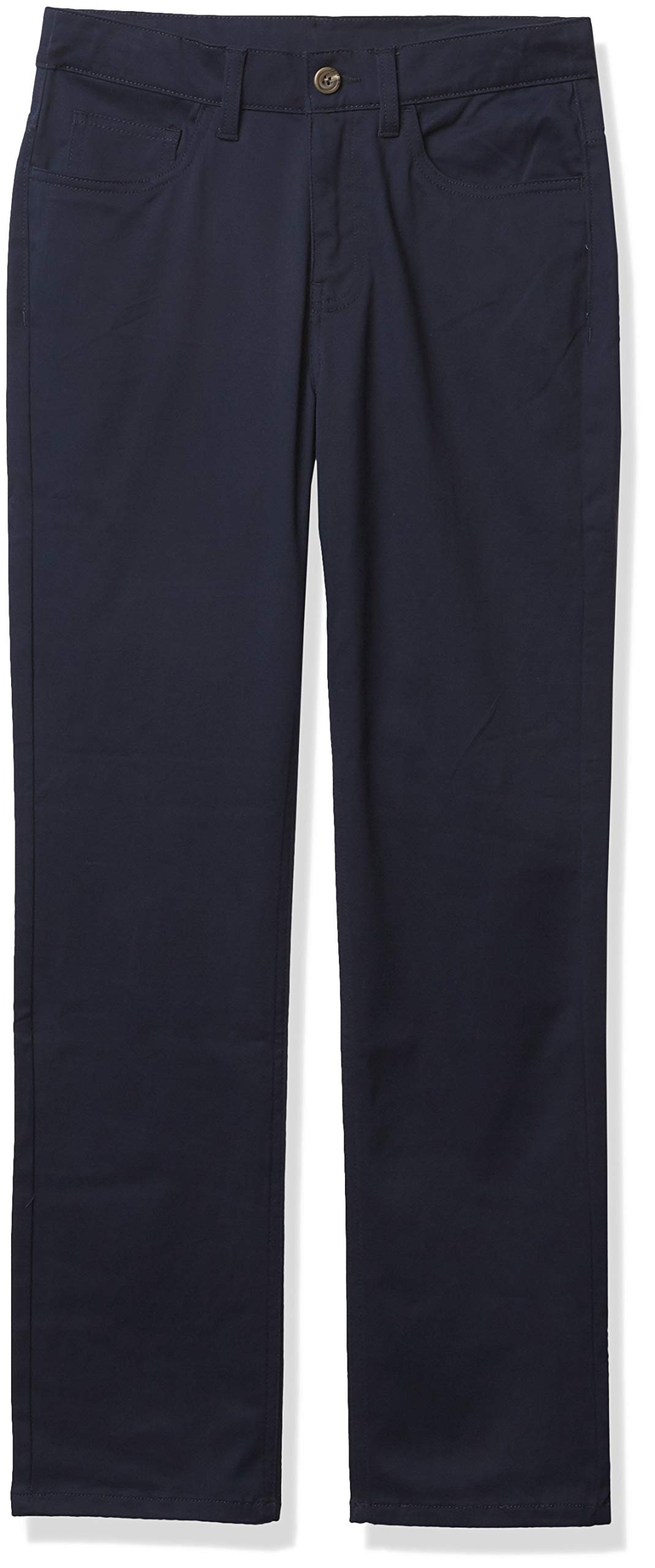 Nautica School Uniform 5 Pocket Flat Front Pant - Pantalones Chinos de Sarga elástica con Parte Frontal Plana y Caqui Niños