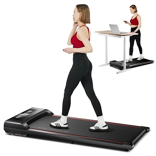 RHYTHM FUN Walking Pad Under Desk Treadmill, Walking Pad Treadmill 300 LB Capacity with Remote Control, Portable Treadmill for Office/Home Lightweight, Mini Treadmill with 3 Window LED Display