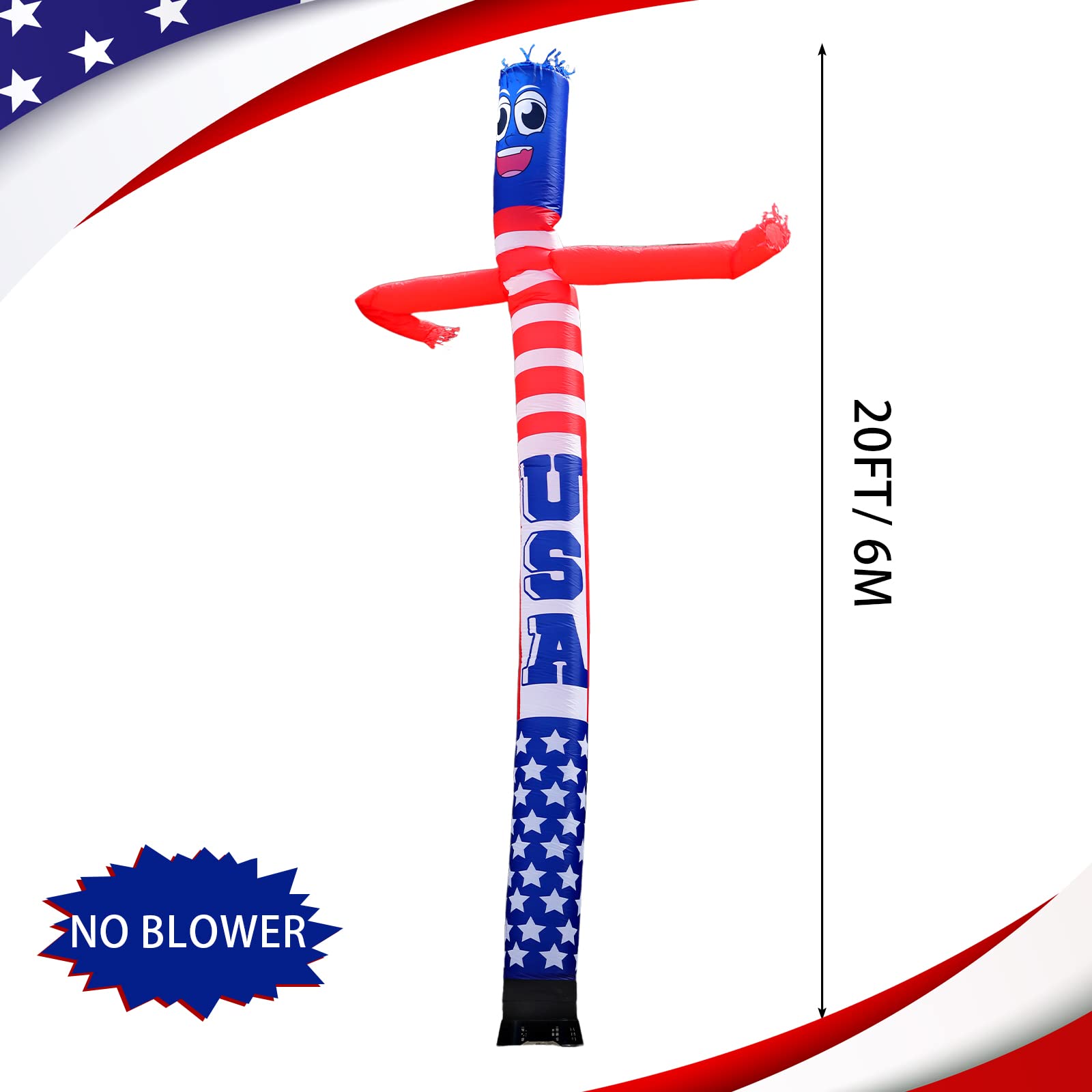 2 Pack 20 Ft Advertising Inflatable Dancer 4th of July Inflatable Decor Blow Up Tube Man Inflatable Fourth of July Decor Outdoor Patriotic Independence Day Air Inflatables for Party Yard Lawn
